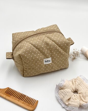 Kosmetyczka kostka Khaki kropeczki, wu handmade