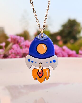 Naszyjnik z rakietą, unikatowa zawieszka w kształcie rakiety, amulet, boho, Dary Rusałki