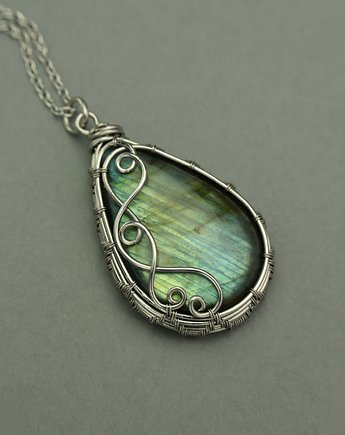 Wisiorek kolorowy labradoryt wire wrapping, Agata Rozanska