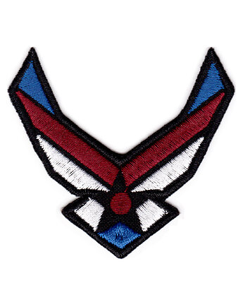 Naszywka naprasowanka US AIR FORCE termo haft 6x5,8cm bordowo-niebieska, Wyszywane