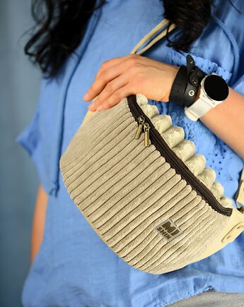 Nerka XL  Beżowy Sztruks i Ekoskóra, MISHIN Bags&More