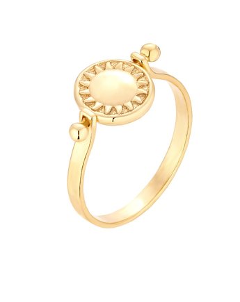 Złoty obrotowy dwustronny pierścionek z księżycem i słońcem, SOTHO