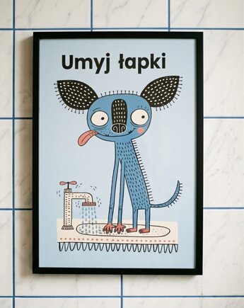 Plakat 30x40 łazienka myj łapki Chihuahua, polkastudio