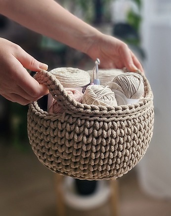 Koszyk ze sznurka z uszami- ciemny beż, Damariz