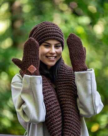 Rękawiczki MERINO Brąz, Brain Inside