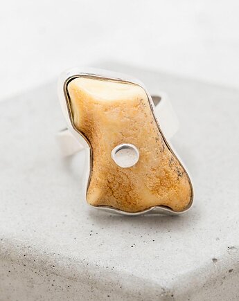 Surowy pierścionek z bursztynem i srebrem, Pierścionek bursztynowy, Amber Charm