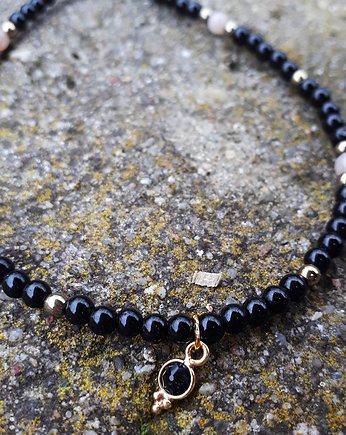 Naszyjnik z kamieni naturalnych i ozdobnych ze srebrną pozłacaną zawieszką, Danka Jewelry