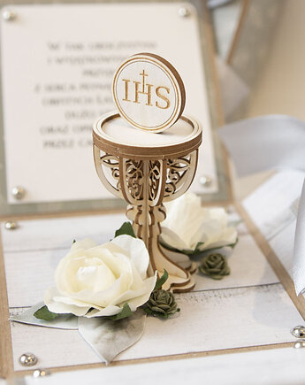 Pamiątka Pierwszej Komunii exploding box kartka 3d, Papiernik