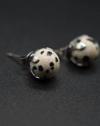 Kolczyki Dalmatian Dot z jaspisem dalmatyńskim i stalą, Unique