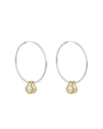 Kolczyki hoops pearls silver, Glare