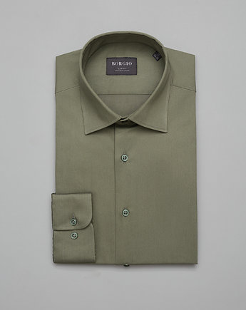 Koszula męska simeria 00380 zielony slim fit, BORGIO