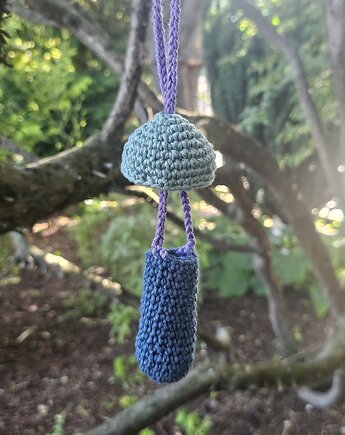 Naszyjnik grzybek, sakiewka, psy trance, cosy creation