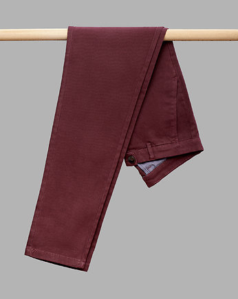 spodnie męskie teramo bordo o kroju slim fit, BORGIO