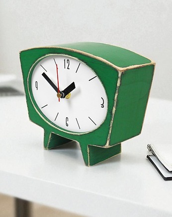 Cichy zegar drewniany zielony, Clock Wood Studio