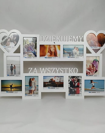 Multirama ramka na zdjęcia z napisem Dziękujemy za wszystko 12 zdjęć serca, Wajdrew