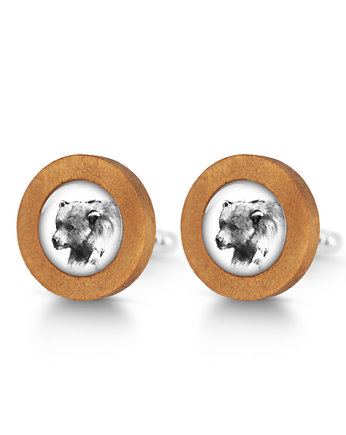 Niedźwiedź - drewniane spinki do mankietów