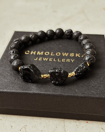 Bransoletka męska Lawa i Turmalin, Chmolowska Jewellery