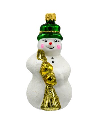 Bombka choinkowa: Bałwan w kapeluszu: zielony, Syn Bombkarza