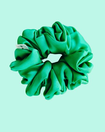 Gumka jedwabna, scrunchie, frotka zielona trawka MAXI, Capillum