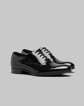 Eleganckie czarne buty lakierki b006 sznurowane, BORGIO