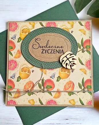 Serdeczne życzenia : cytrusy vintage: monstera.