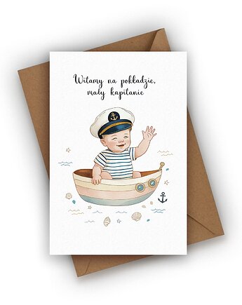 Kartka z okazji narodzin dziecka - Witamy na pokładzie Mały Kapitanie, Czarna Owca Karteczki