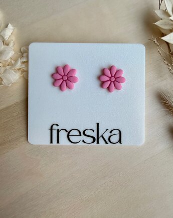 Kolczyki Stokrotki wiosenny róż, freska