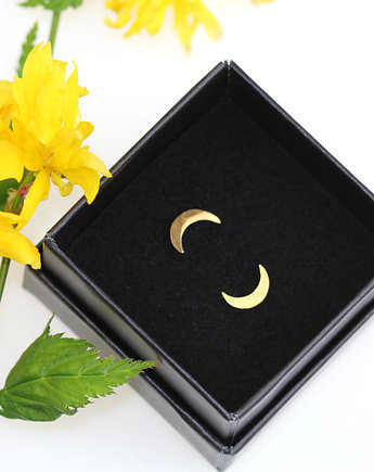 Lunar phase: kolczyki małe księżyce ze srebra złoconego, OM jewellery