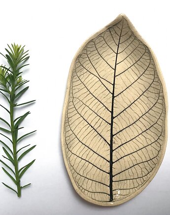 Talerzyk listek ceramiczny naturalny, Ceramika Ana