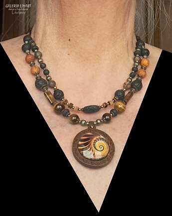 Mandala w niezwykłym etnicznym naszyjniku w pięknych kolorach unikat handmade, Galeria Limart