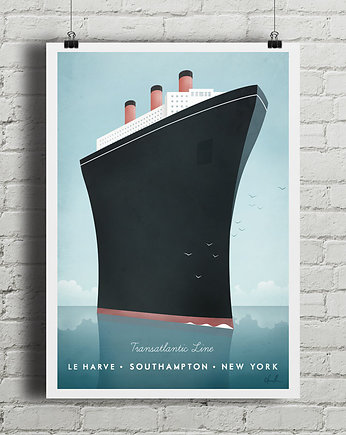 Transatlantyk - vintage plakat, minimalmill