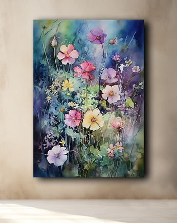 Polne kwiaty - Plakat - Olej, Boho, Abstrakcja, Black Sapphire Art