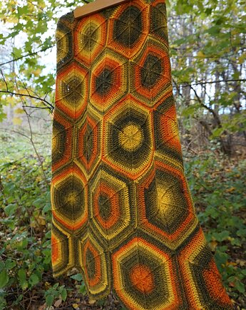 Wielokolorowa szydełkowana spódnica maxi z wełny, ręcznie robiona, Strojownia