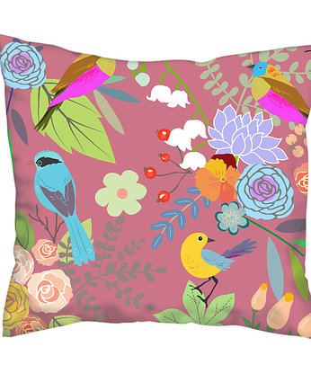 Poduszka full print, kwiaty i ptaki, Love Life and Forest