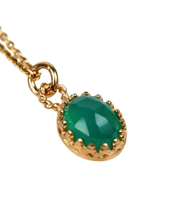 Minimalistyczny złoty naszyjnik z agatem zielonym w stylu Vintage, Blooming Stones