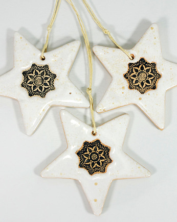 Gwiazdki choinkowe - ceramiczne ozdoby świąteczne, 10FingersArt