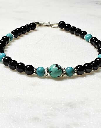 Srebrna bransoletka turmalinowa z turkusami, Studio Gazela