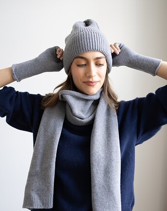 Czapka Merino & cashmere szara, Lucky HandMade
