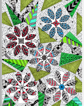 20. KWIATY GEOMETRIA- rysunek, plakat., kama4you