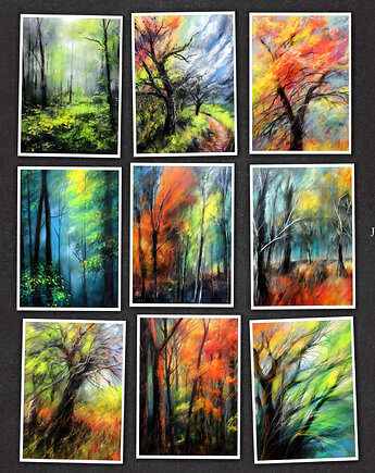 Pastelowy las - zestaw 9 grafik, JBJart Justyna Jaszke
