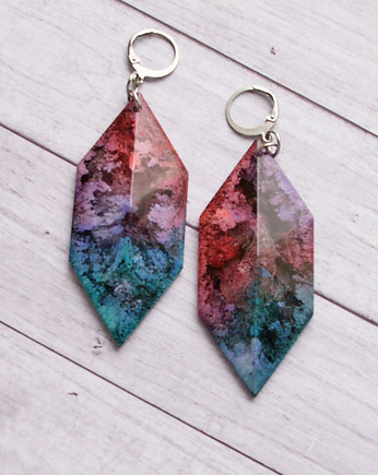 Duuuże UNIKATOWE kolczyki - INKY colours, kaktusia