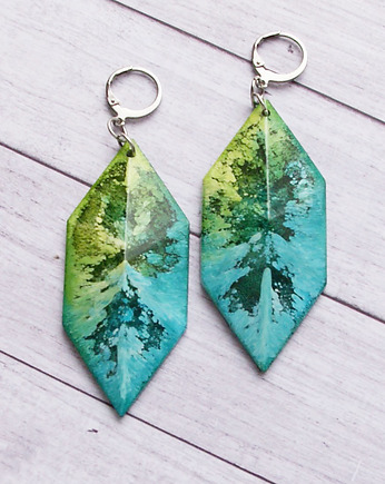 Duuuże UNIKATOWE kolczyki - INKY colours, kaktusia