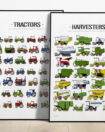 Traktory i Kombajny - 2 gotowe druki w zestawie - do pokoju dziecka!, Tiny Machinery