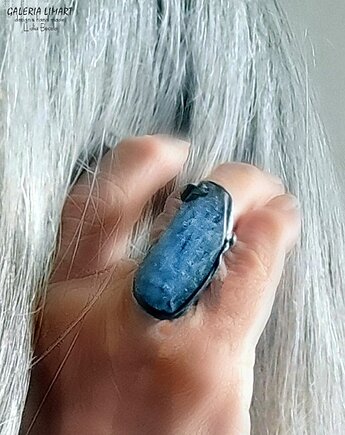 Niezwykły pierścień z okazałym dorodnym kyanitem handmade PREZENT lux UNIKAT, Galeria Limart