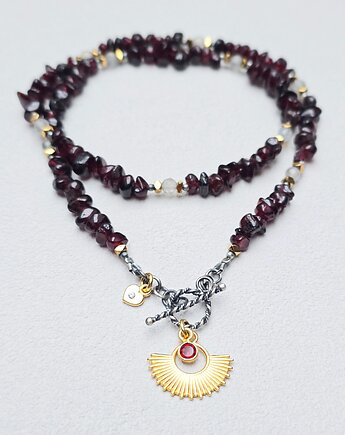 Naszyjnik Nieregularne Granaty & Mix Srebra, ILEA