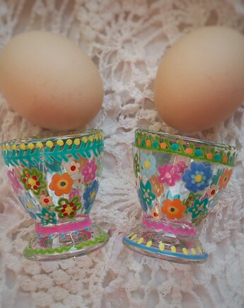 Kieliszki do jajek 2 szt. ręcznie malowane SPRING, ka.linea
