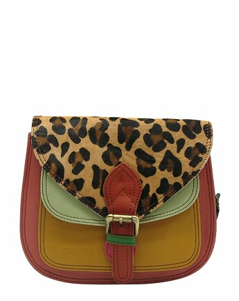 Torebka listonoszka damska skórzana pasek klapka wzór oryginalna OLIVKA, Olivka Warsaw