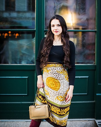 Barokowo czekoladowa z motywem panterki chusta vintage, Vintage Store