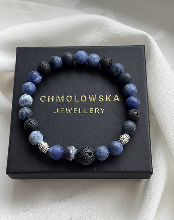 Bransoletka męska Sodalit i Lawa, Chmolowska Jewellery