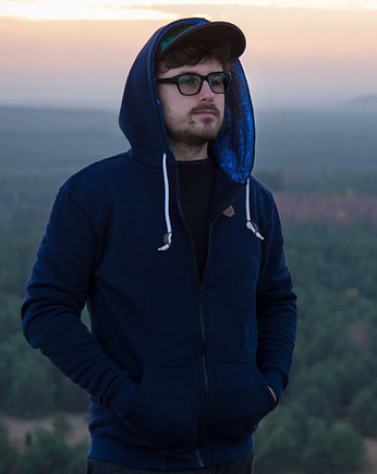 Bluza męska z kapturem rozpinana ZIMOWY LAS , Szwendam sie
